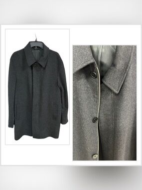 Cardinal of Canada Mont Royal Wool & Cashmere Car Coat Sz 40R Charcoal Dark Gray